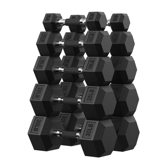 HANDBODE Hex Rubber Dumbbells, Non-Slip Handle Design for Secure & Comfortable Grip, Hand Weights for Strength Training and Home Gym / 170 LB