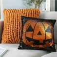 thumbnail image 4 of Lush Decor 100% Polyester Sparkle Pumpkin 1 Decorative Pillow Black/Orange Single 18X18, 4 of 5