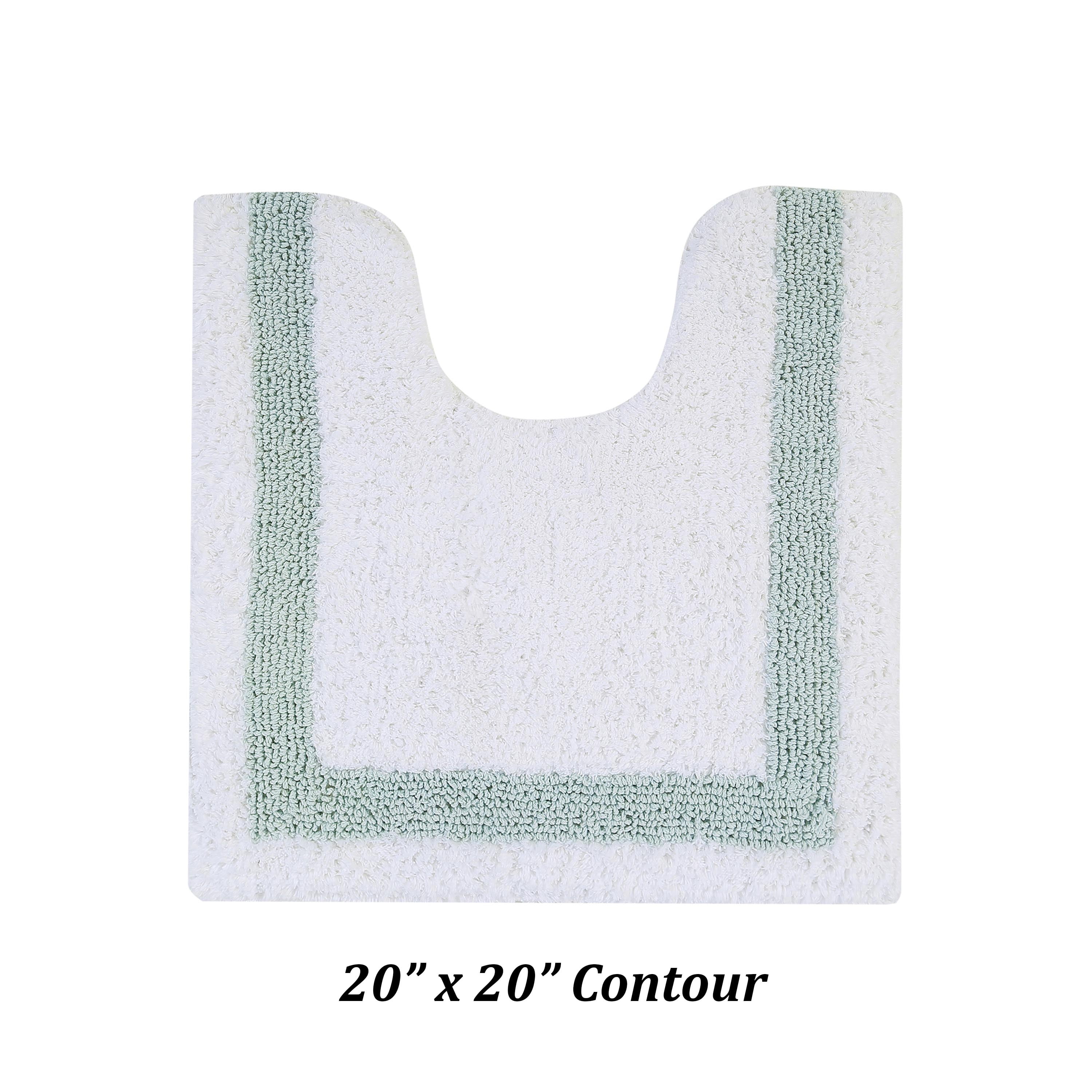 Better Trends 4 Piece Bath Rugs Set 100% Cotton Bathroom Rug Soft, Water Absorbent, Reversible, Machine Washable for Bathroom Decor Toilet Base Contour And Bath Mat Hotel Collection - White/Blue