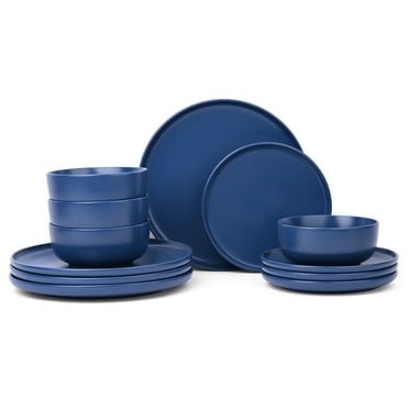 Mainstays Alessandra Blue 12-Piece Stoneware Dinnerware Set