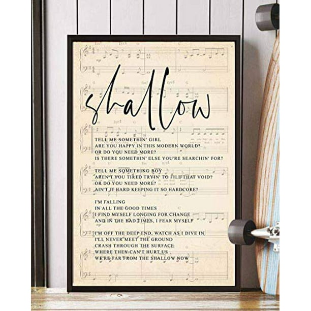 Gehua06 Shallow Lyrics Poster Print Lyric Quote Wall Art Valentine Gift Framed 18x14in Walmart Com Walmart Com