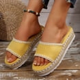 thumbnail image 4 of Rokment Women's Boho Espadrilles Platform Beach Slides Sandals 2026 Summer Casual Ethnic Retro Stitching Suede Open Toe Chunky Footbed Slip on Dress Slippers for Woman Yellow Size 8.5, 4 of 7