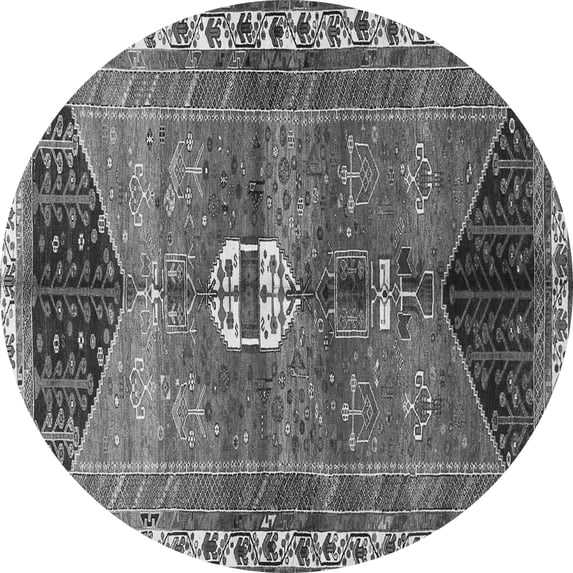 Ahgly Company Indoor Round Medallion Gray Traditional Area Rugs, 7' Round