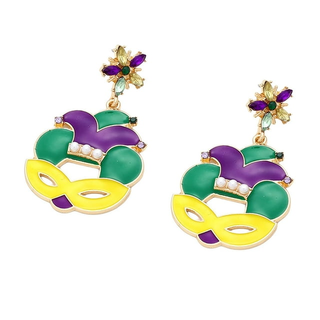 Pendientes colgantes del Día de San Patricio Fernando con diamantes de imitación