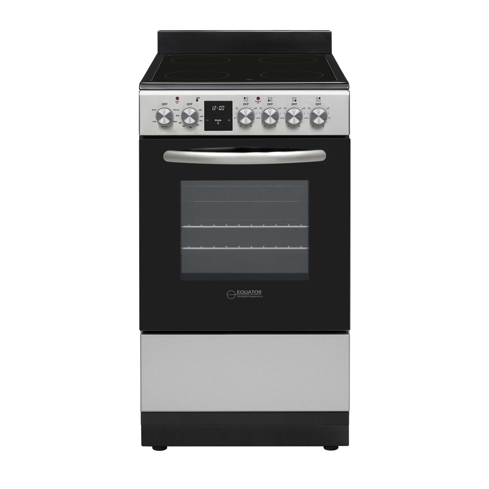 Equator 20" Electric Cooking Range 4 Ceramic Burner CONVECTION OVEN+AIR FRYER SS