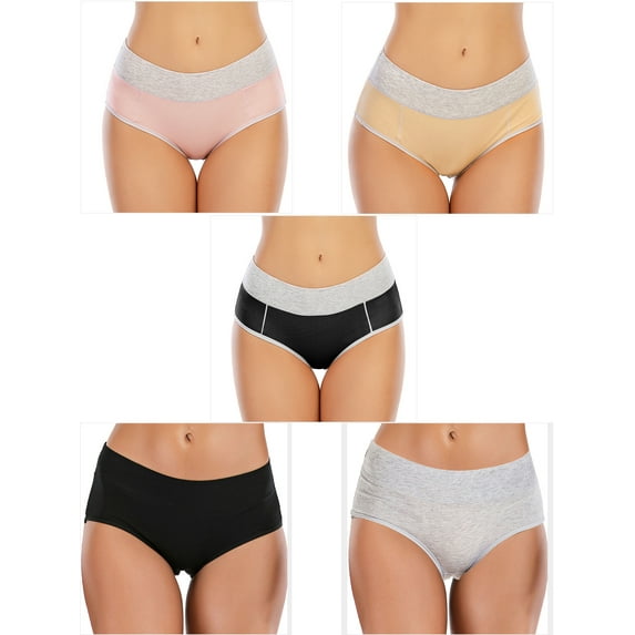LELINTA Womens Super Soft Cotton Underwear High Waist Full Coverage Briefs Panties Solid Color 4 Pack