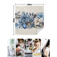 thumbnail image 4 of Blue Christmas Poinsettia Cloth Napkins Set of 8 Reusable Dinner Napkins, Xmas Botanical Balls Snowflake Rustic Cocktail Napkin Washable Table Napkins for Wedding/Holiday Party/Baby Shower 20"x20", 4 of 7