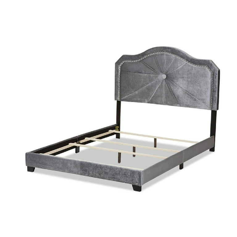 Baxton Studio Embla Modern and Contemporary Grey Velvet Fabric Upholstered Queen Size Bed Baxton Studio Embla Modern and Contemporary Grey Velvet Fabric Upholstered Queen Size Bed
