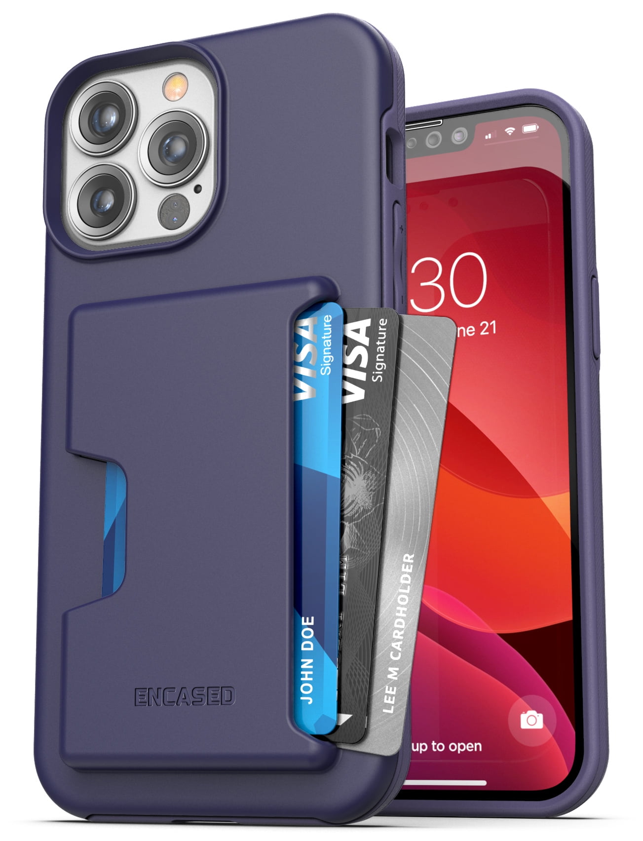 iPhone 14 Pro Max Phantom Wallet Case in Purple with Screen Protector