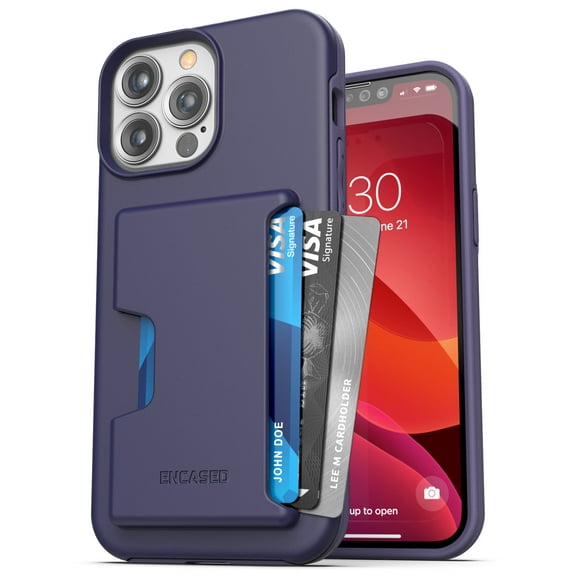 Encased Phantom Designed for iPhone 13 Pro Max Wallet Case (2021) Protective Phone Case with Card Holder (4 Credit Card Capacity) Purple