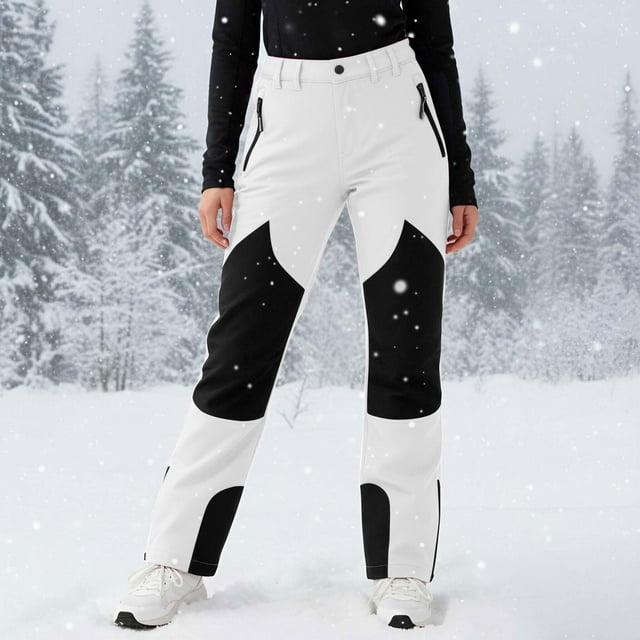 Pantalons de Neige pour Filles Imperméables Isolés Pantalons de Ski Doublés en Polaire Chauds pour l'Hiver Planche à Neige Pantalons de Neige Combinaison de Randonnée Extérieure Blanc