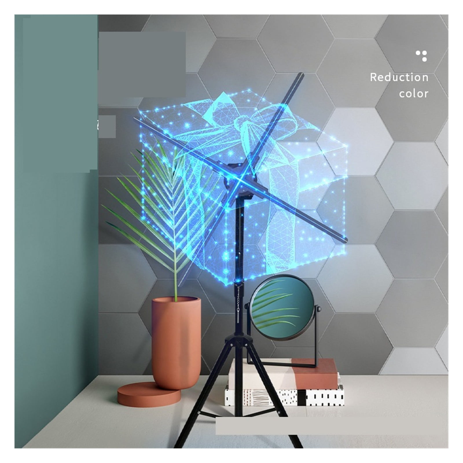 Hologram Fan Projector, 25.6 Inch LED Light Beads Naked Eye Holographic Fan 1080P HD Trade Show Wall Mounted ,Novel Advertising Tool