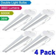 3ox 4 Pack 36W LED Shop Light Fixture Work Garage Light 6000K White 4FT