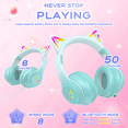 thumbnail image 2 of Kids Bluetooth Headphones, Cat Ear RGB Wireless Over-Ear Headset for Girls Boys, 2 of 8