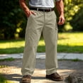 thumbnail image 4 of Cargo Pants for Men Elastic Waist Work Pants with Drawstring Multi Pockets Hiking Lightweight Tactical Trousers Beige L, 4 of 9