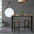 thumbnail image 4 of Gymax 3 Pieces Bar Table Set Counter Height Bar Dining Table w/Stools Set Rustic Brown, 4 of 10