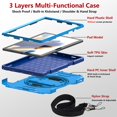 thumbnail image 4 of Decase Shockproof Case for Samsung Galaxy Tab A8 10.5" SM-X200 X205 X207, Military Grade Protection Rotating Stand Hand Strap Shoulder Strap Kids Friendly Bumper Rugged Case,Blue, 4 of 9