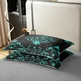 thumbnail image 4 of Manfei Bohemian Damask 100% Cotton Comforter Cover Twin, Black Cyan Bedding Twin Size, Victorian Flower Bedding Accessories, Breathable Bedroom Decoration, Reversible 2-Piece, 4 of 9