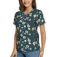 thumbnail image 5 of Yiaed Vintage Floral Print Women's T Shirt V-Neck Short Sleeve Shirt Casual Breathable Tee Summer Tops-Small, 5 of 5
