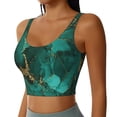 thumbnail image 2 of Gukieu Green Gold Glitter Print Women's Sports Vest, Low-neck U-shaped Removable Pad Sports Bra for Yoga, Exercise, Dance-X-Large, 2 of 8