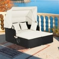 thumbnail image 3 of Gymax Patio Hand-Woven PE Wicker Daybed Outdoor Loveseat Sofa Set w/ Off White Cushions, 3 of 10