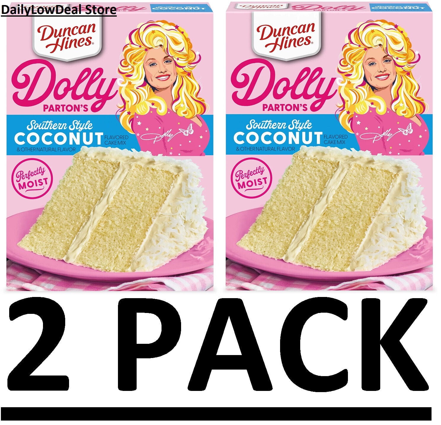 2 PACK Duncan Hines Dolly Parton‘s Southern Style Coconut Cake Mix 15