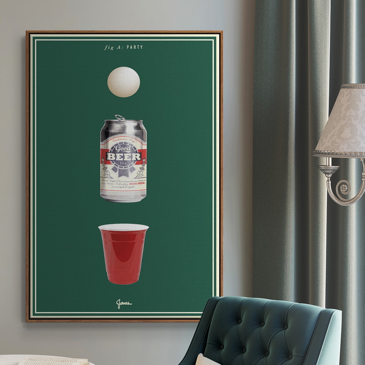 Fig. A: Party Framed Premium Gallery Wrapped Canvas - Ready to Hang