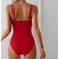 thumbnail image 3 of One Piece Swimsuit for Women Tummy Control Ruched Bathing Suit Push Up Slimming Swim Suit Double Straps Swimwear Red XL, 3 of 4