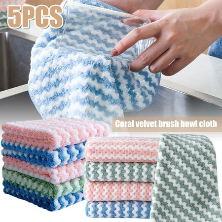 

Hands DIY 5pcs Dish Clothes Soft Absorbent Dish Rag Reusable Dish Towels Household Washable Cleaning Cloth Housework Clean Towel for Washing Dishes Wipe Glass