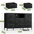 thumbnail image 3 of EnHomee Wide Dresser TV Stand with 8 Drawer & Outlet,Dresser for Bedroom Wide Black Dresser & Chests of Drawers Fabric Dressers TV Console Storage Unit for Living Room/Bedroom Furniture, Black, 3 of 8