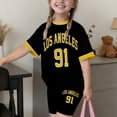 thumbnail image 2 of Toddler Girls Clothes 2 Piece Outfits Short Sleeve Tops with Letter Print and Shorts Outfits Size 4-5T, 2 of 4