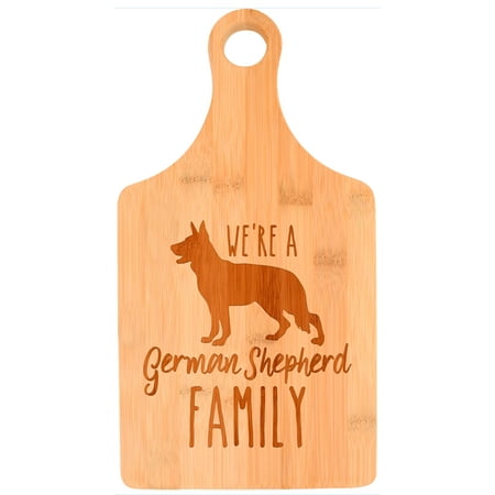 

ThisWear German Shepherd Mom Dog Lover We re A German Shepherd Family Paddle Shaped Bamboo Cutting Board