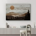 thumbnail image 2 of PixonSign Canvas Print Wall Art Brown Mountain Range Forest Nature Wilderness Digital Art Wood Panel Landscape Farmhouse/Country Relax/Calm/Cozy Geometric Abstract - 32"x48", 2 of 5