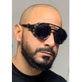 thumbnail image 3 of Retro Round Steampunk Sunglasses Women Men Vintage Eyewear Light Plastic Frame With Leatherwear B2532, 3 of 4