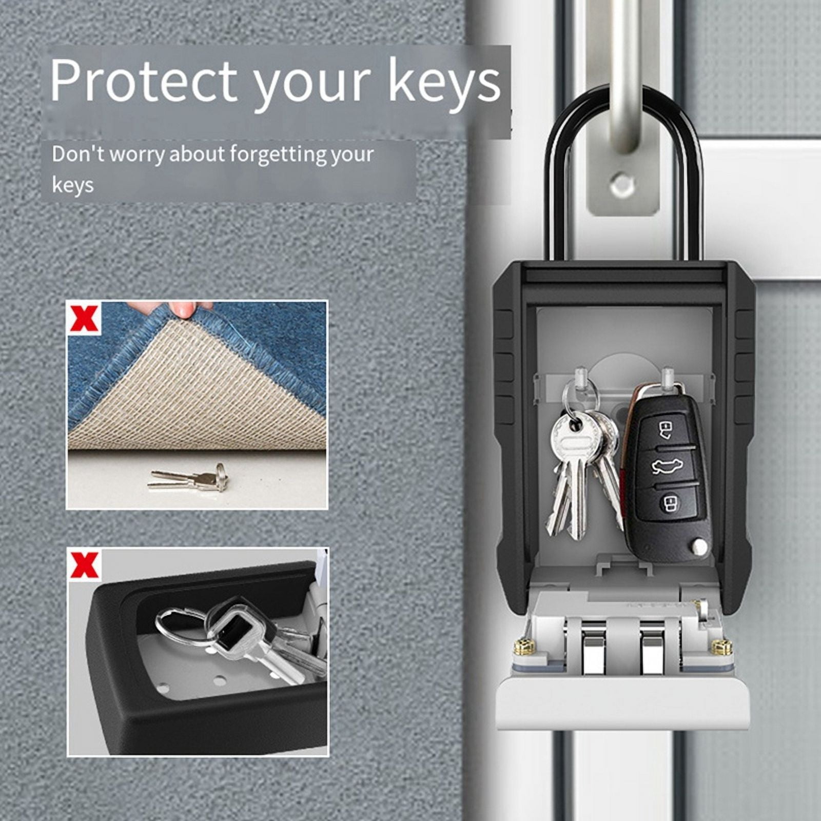 Large Space Design Password Key Box Gray Car Key Safe Box for Home Apartment Lockbox Free Installation Mobile