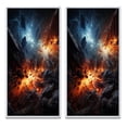 thumbnail image 2 of Designart "Witnessing a Stellar Collision" Asteroids Framed Wall Art Set Of 2 - Orange Fantasy Frame Gallery Set For Office Decor, 2 of 7