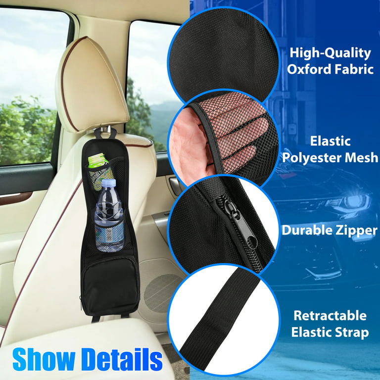 Car Seat Side Organizer, TSV 2pcs Auto Storage Hanging Bag, Multi-Pocket  Drink Holder, Seat Mesh Net Hanging Pouch, Front Passenger Car Seats for