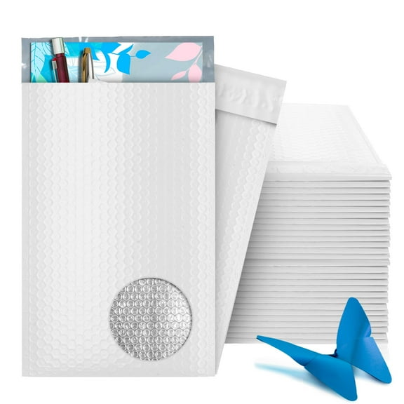 White Poly Bubble Mailers, Padded Self Seal Envelopes, 25 Count, 8.5 x 13 in