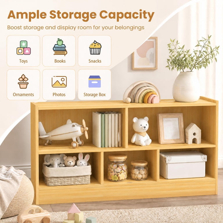 Costway Kids 5-Cube Storage Cabinet with Shelves, Beige photo 7