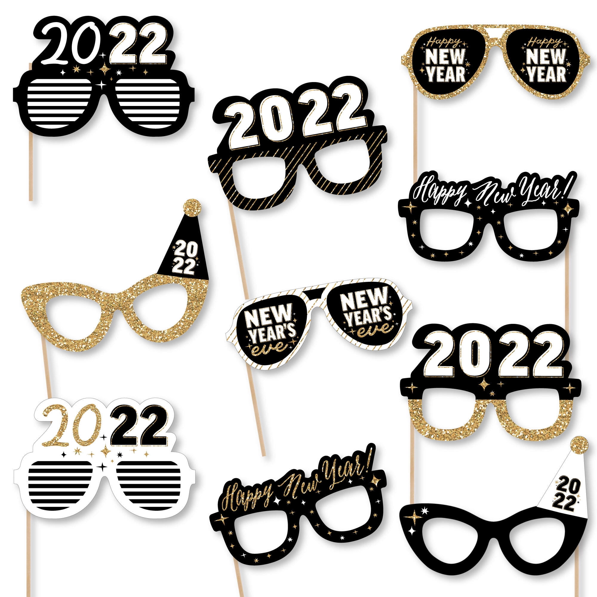 56-Piece 2019 Countdown Party Supplies Bundle Party Glasses Complete DIY Decor Juvale Photo Booth Props Includes Party Hats Banner New Years Eve Party Decoration Pack