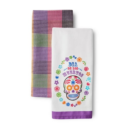 Mainstays Halloween Skull Print Kitchen Towel 2 Count Walmart Com