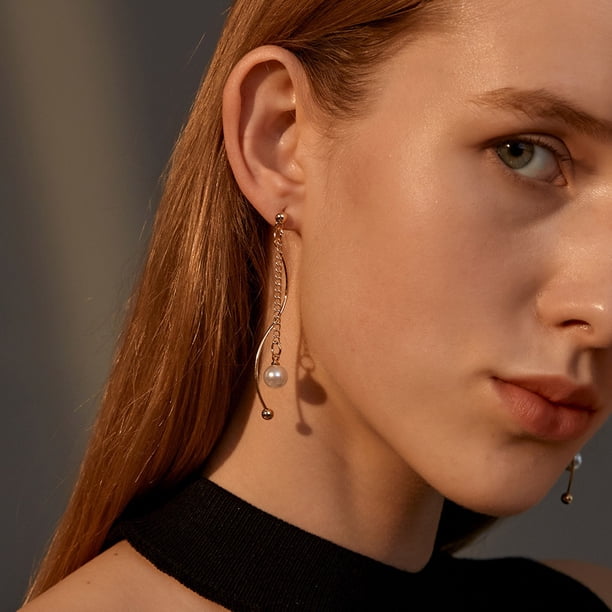 Pendientes para mujer, regalos para mujer, pendientes de perlas con flecos, elegantes, pequeños, creativos, largos, delicados, collar y pendientes.