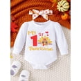thumbnail image 4 of Wassery Toddler Girl Thanksgiving Outfits Set Clothes 3M 6M 9M 12M 18M Baby Girls Long Sleeve Rompers +Turkey Print Flare Pants 2Pcs Thanksgiving Clothing for Infant Girl, 4 of 9