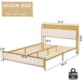 Tiptiper Queen Bed Frame with LED Light Headboard, USB Ports & Outlets