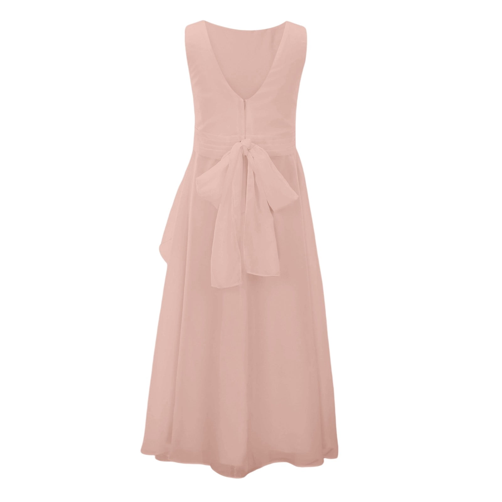 Wdgfv Girls Elegant Sleeveless Round Neck Party Dress For Kids Chiffon Flower Girl Bridesmaid Gown For Weddings Performances Outdoor Events Pink 110