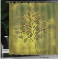 thumbnail image 4 of Ambesonne Tree Shower Curtain, Tiny Tree with Lobed Leaf, 69"Wx84"L, Brown Olive Green, 4 of 5