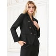 thumbnail image 3 of DARING DIVA Women's Work Blazer Notch Lapel Double Breasted Suit Jacket L Black, 3 of 6