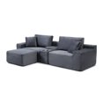 thumbnail image 6 of Modular Sectional Sofa, Deep Seat Corduroy Cloud Couch with Cup Holders, USB Ports& Storage Box, Sleeper Sofa Couch Boneless Couches with Movable Ottoman for Living Room, No Assembly Required (Gray), 6 of 10