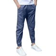 thumbnail image 6 of OSOLU Boys Pants Elastic Waist Side Pockets Jogger Kids Daily Casual Trousers Dark Blue, 6 of 7