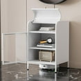 thumbnail image 6 of Glavbiku Metal Nightstand Set of 2,Side Table,End Table with Flip Cubby & 1 Glass Door,,White,Adult, 6 of 13